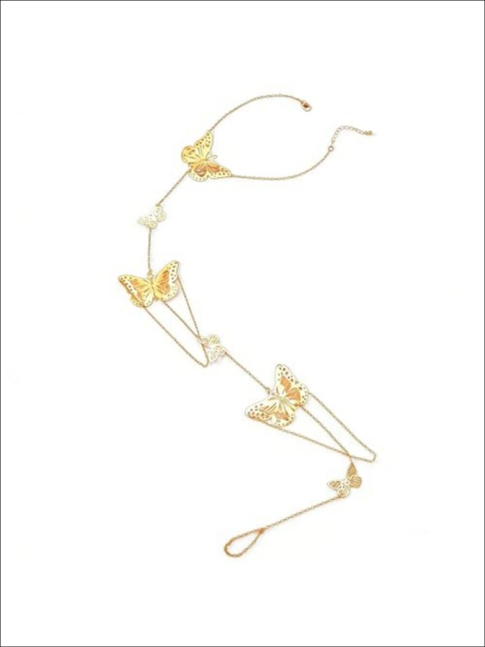 Gold Plated Butterfly Arm Cuff Chain Tassel Bracelet Adjustable Body Jewelry